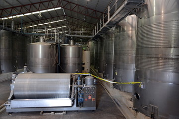 Fermentation in stainless steel vats for wine at the winery Santa Rita.