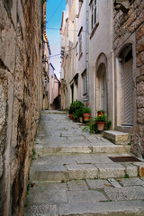 Fototapeta na wymiar Narrow street in Korcula old town, Croatia