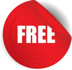Free red sticker, button, label and sign set.