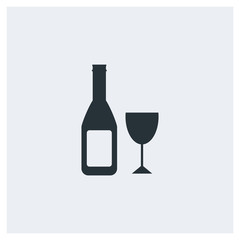 Wine bottle and glass icon