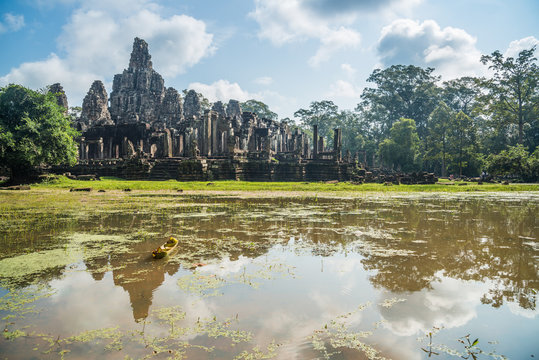 The Bayon is a well-known and richly decorated Khmer temple at Angkor in Cambodia. Built in the late 12th or early 13th century as the official state temple of the King Jayavarman VII.