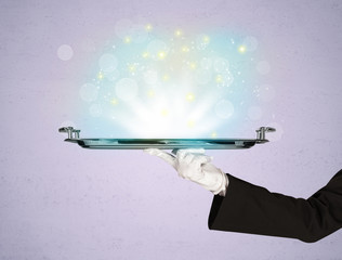 Bright lights presented on tray by waiter