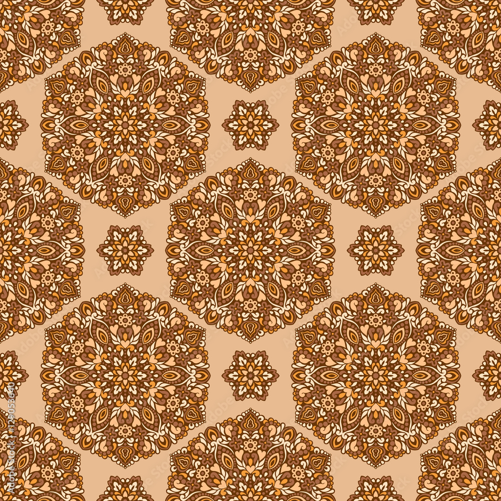 Poster seamless background with abstract ethnic pattern.