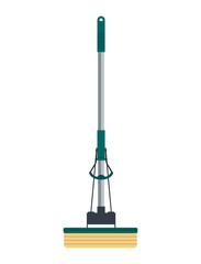 Flat mop icon logo isolated on white background. Floor clean object, household equipment tool. Cleaning service vector stock illustration