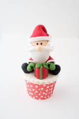 Christmas theme cup cake on white background 