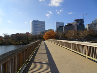 Fototapeta na wymiar wooden bridge in the fall