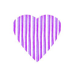 Heart of purple, lavender stripe painted in watercolor. Retro style background. Element design for posters, stickers, banners, invitations, wedding.