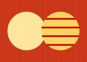 Circle yellow on red stripe pattern background design | modern decoration illustration for backdrop wallpaper