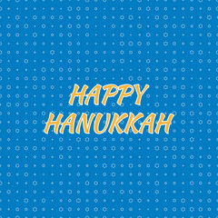Happy Hanukkah colorful design illustration. Design template with text Happy Hanukkah. White Jewish stars on blue background. Greeting card for the Jewish holiday of Hanukkah.