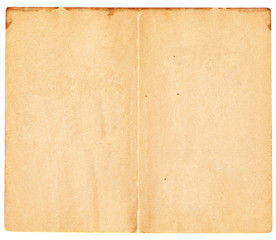Blank book pages. Old, faded and tattered paper background.
