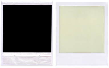 Black polaroid border frame front and back. - obrazy, fototapety, plakaty