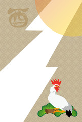 和風モダンな鶏のデザイン年賀状素材
