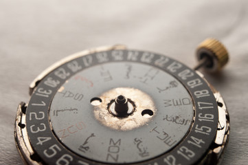 Detail of watch machinery. closeup macro shot