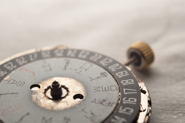 Detail of watch machinery. closeup macro shot