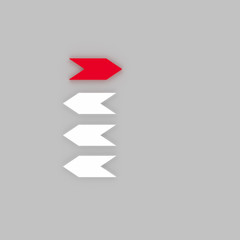 3D rendering of different direction arrow for process concept