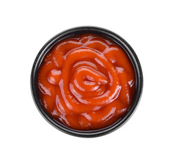 bowl of tomato sauce or ketchup isolated on a white background
