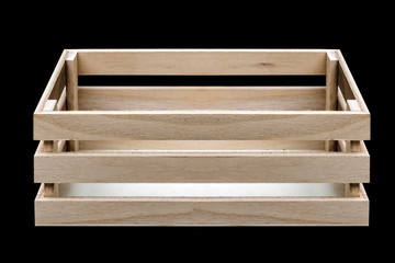 wooden box isolated on black background