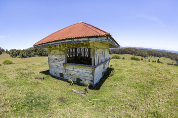 Old hut located on a hill on Lyrebird Ridge road in Springbrook