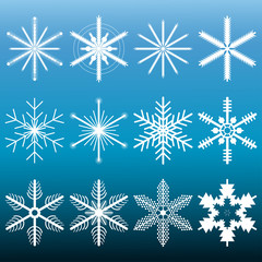 Fototapeta na wymiar Set of vector snowflakes.