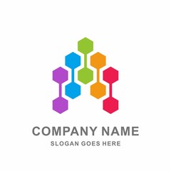 Colorful Hexagon Cube Link Data Connection Technology Computer Business Company Stock Vector Logo Design Template