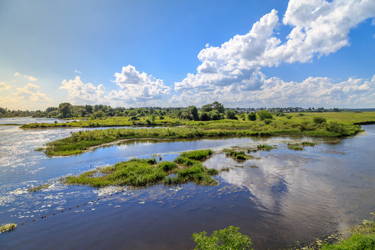 River Outside The City On A Windy Summer Day