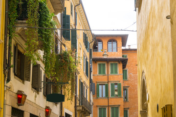 Fototapeta premium Beautiful street view of Verona center which is a world heritag