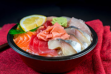 japanese food Mix Sashimi Chirashi Rice Bowl