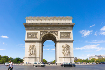 Fototapeta na wymiar PARIS, FRANCE - August 28, 2016 : Arc de triomphe in Paris, one