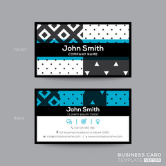 business card template with geometric pattern background