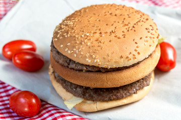 delicious American cheese burger with tomato