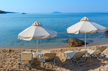 Summer morning beach (Chalkidiki, Greece).