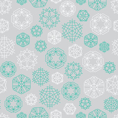 Snowflake winter Christmas seamless green and white pattern