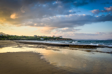 View of a Beach at Rafina at Sunset, Greece.