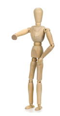 wooden mannequin on a white background
