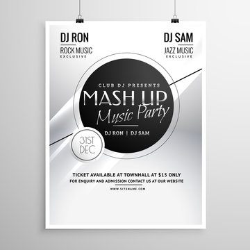 music party flyer template layout design for new year