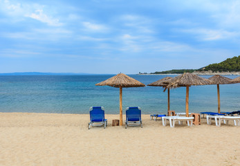 Summer morning beach (Chalkidiki, Greece).