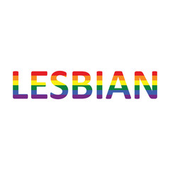Lesbian: Rainbow color calligraphy