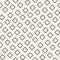 Vector Seamless Black and White Hand Drawn Rhombus Lines Pattern