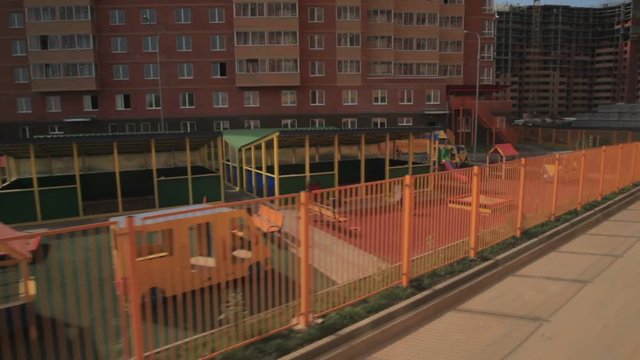 Aerial.Kindergartens and school buildings. The development of new Moscow
