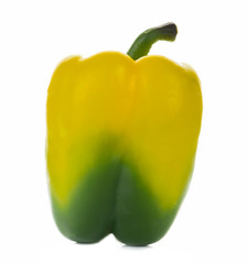 One yellow paprika isolated on white background