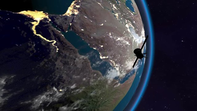 Satellite floats over the Arab world