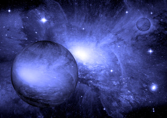 Stars, dust and gas nebula in a far galaxy