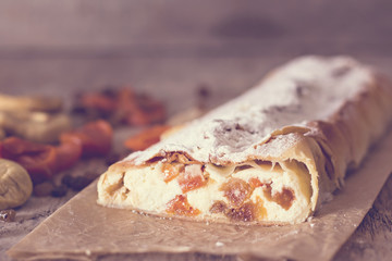 strudel with dried fruits