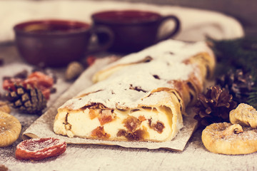 strudel with dried fruits