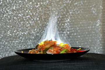 Aroma smell of Thai fried macaroni with shrimp , call Pad Thai M