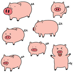 vector set of pig
