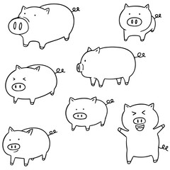 vector set of pig