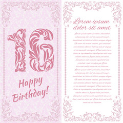 Happy 16th Birthday. Greeting card