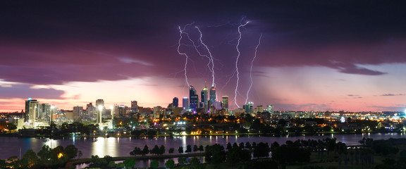 A panoramic picture of the severe strorm coming through Western Australias capital city of Perth. 