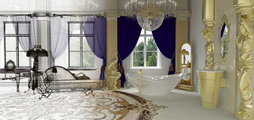 Luxury Trump Bathroom, wireframe